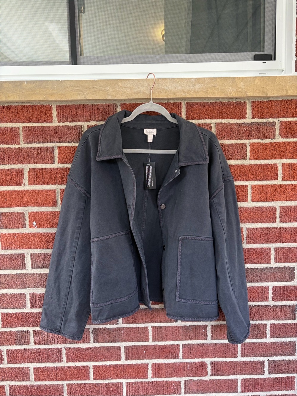 LOGO by Lori Goldstein Charcoal Shirt Jacket
